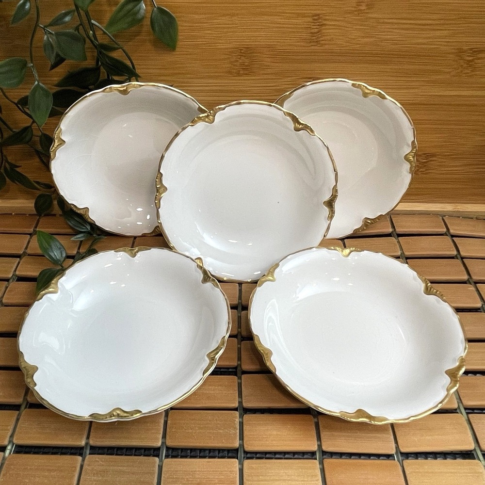 Vintage Johnson Brothers Chantilly Gold Gild Fruit Bowl Set of 5 England READ